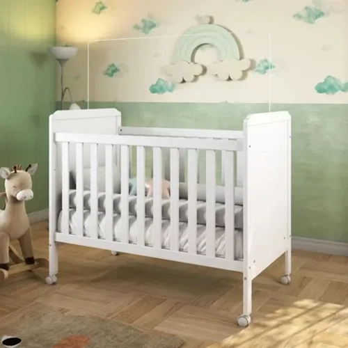 Berço Americano Cloe Mini Cama 2 em 1 Branco Brilho